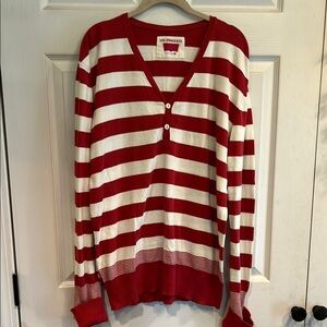 Levi's V-Neck Red and White Striped Sweater